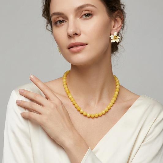 Summer Frangipani · Yellow Agate & Enamel Set