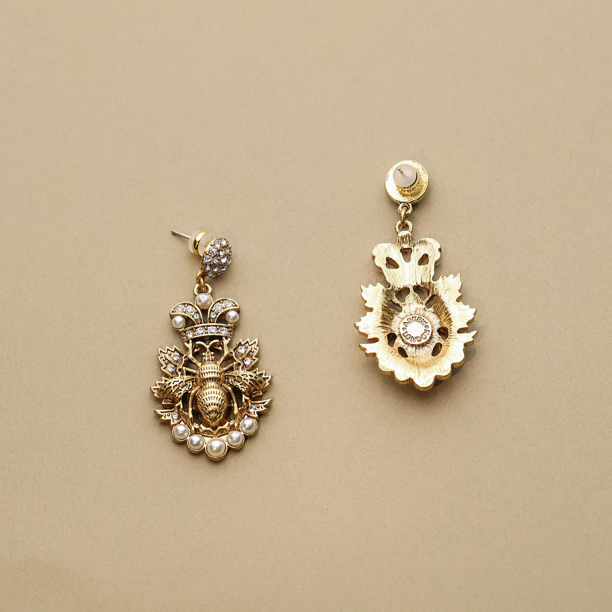 Bee & Pearl Vintage Gold Earrings