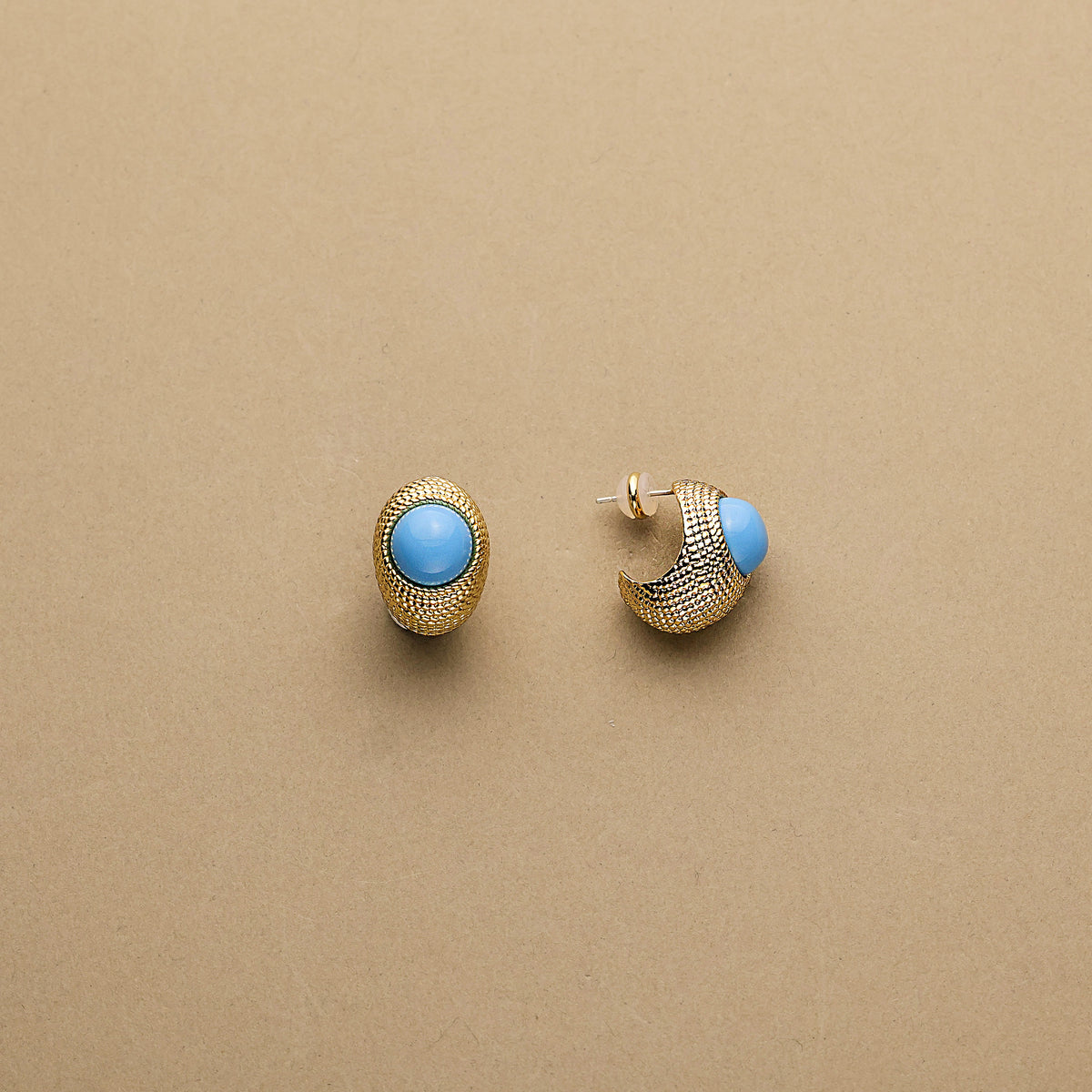 Arc Turquoise Huggie Vintage Earrings