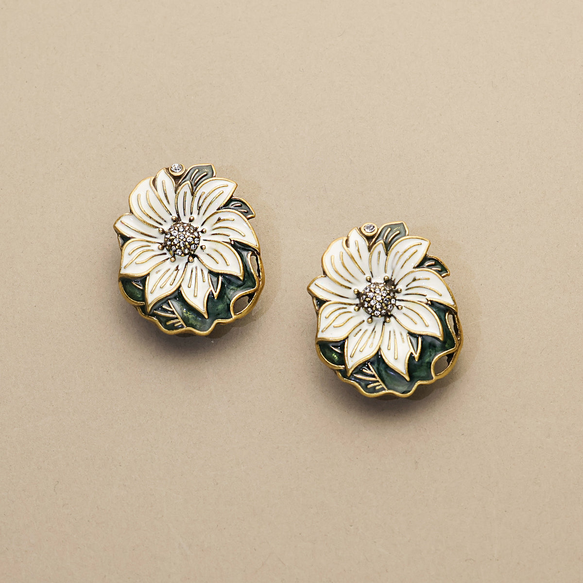 Dark Green Floral · Agate & Enamel Set