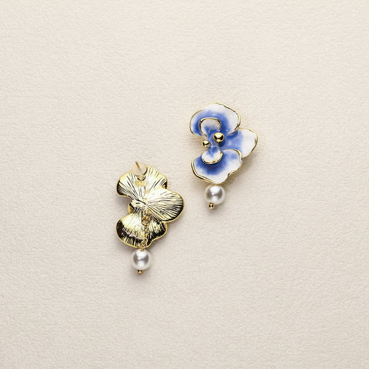 Blue Gradient · Pearl Chain Drop Earrings