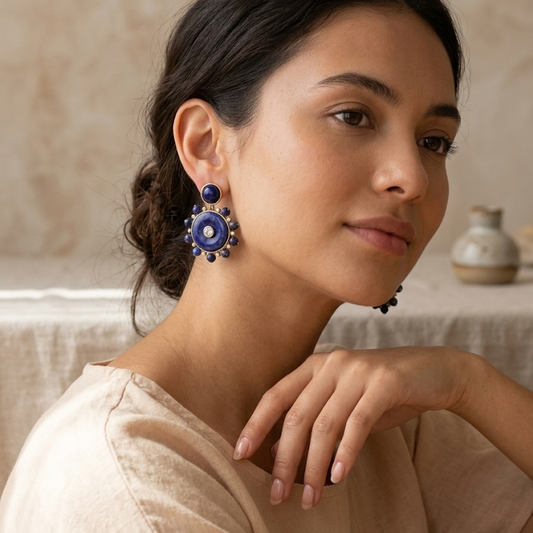 Natural Lapis Lazuli Drop Earrings