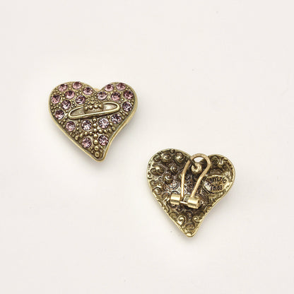 Heart Star-Halo Pink Diamond-Cut Vintage Gold Earrings