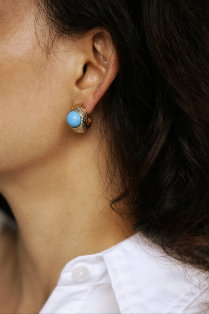 Arc Turquoise Huggie Vintage  Earrings