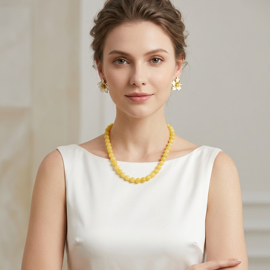 Summer Frangipani · Yellow Agate & Enamel Set