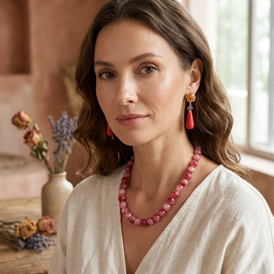 Red Charm · Floral Agate & Gemstone Set