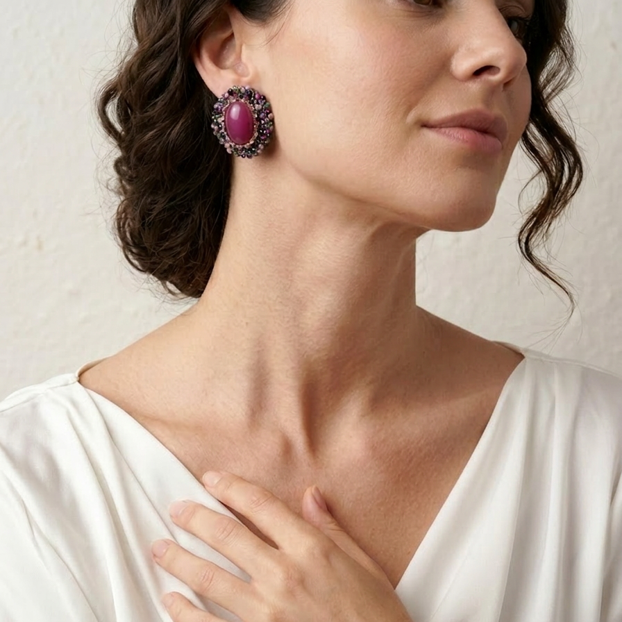 Crystal Wrapped Gem Earrings