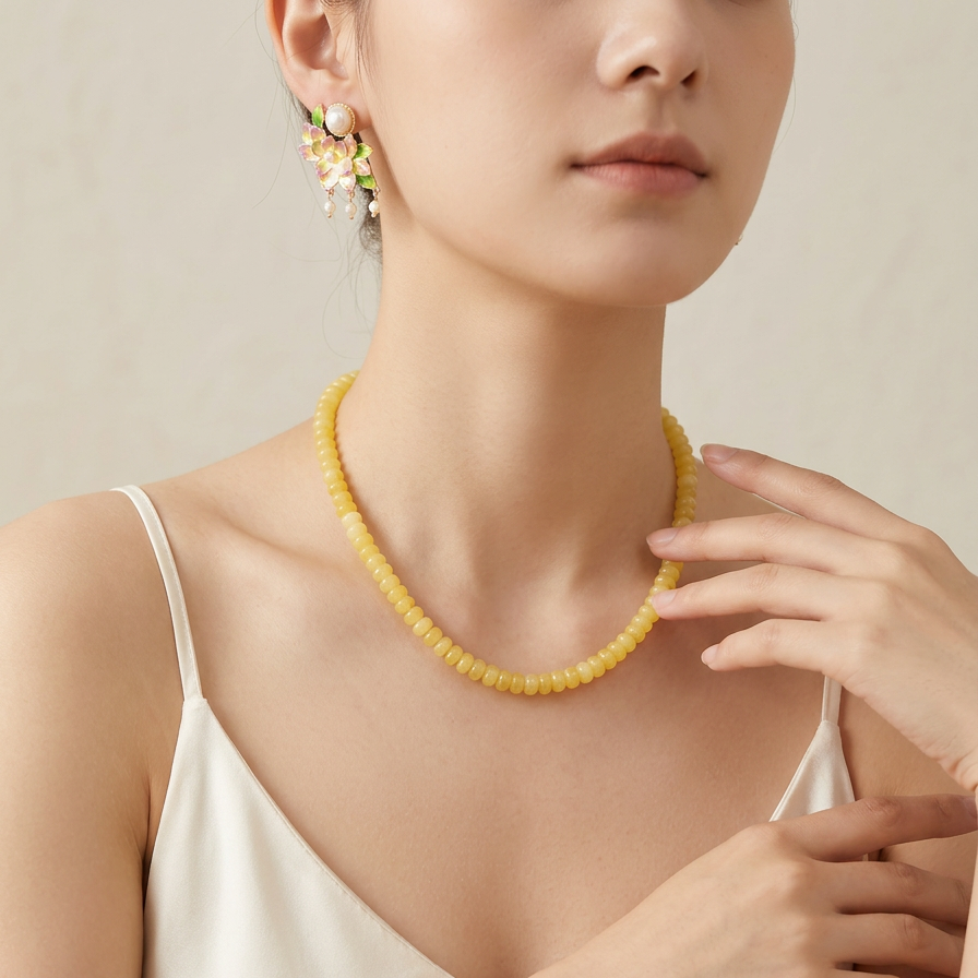 Yellow Peony · Gradient Enamel & Pearl Set