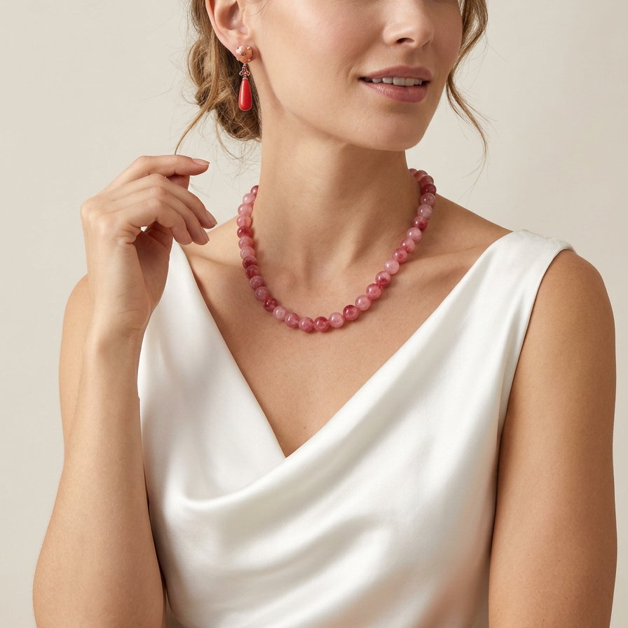 Red Float · Red Floral Agate Necklace
