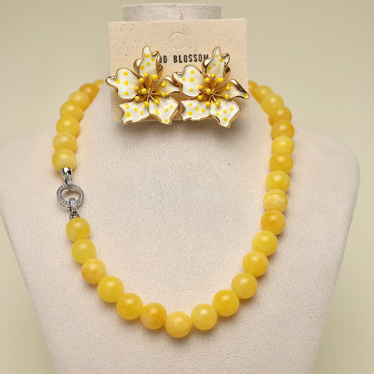 Summer Frangipani · Yellow Agate & Enamel Set
