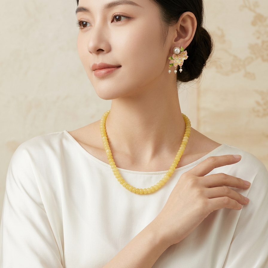 Yellow Peony · Gradient Enamel & Pearl Set