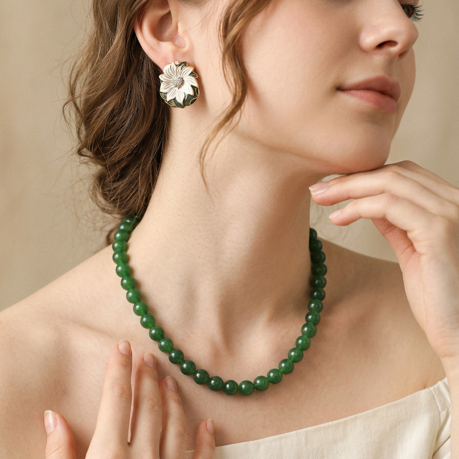 Ink Forest · Deep Green Agate Necklace