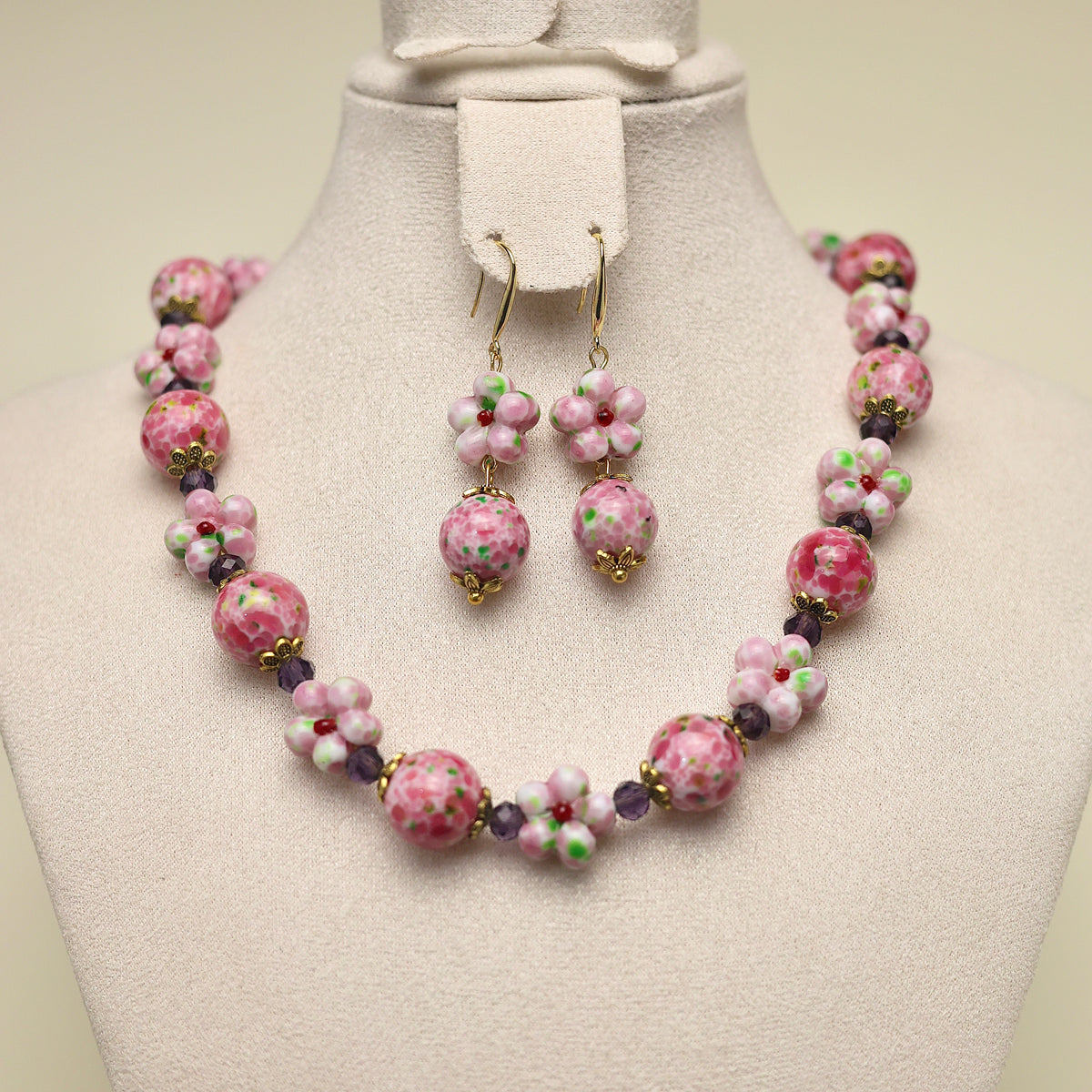 Peach Charm · Pink Glass & Crystal Set