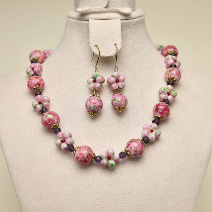 Peach Charm · Pink Glass & Crystal Set
