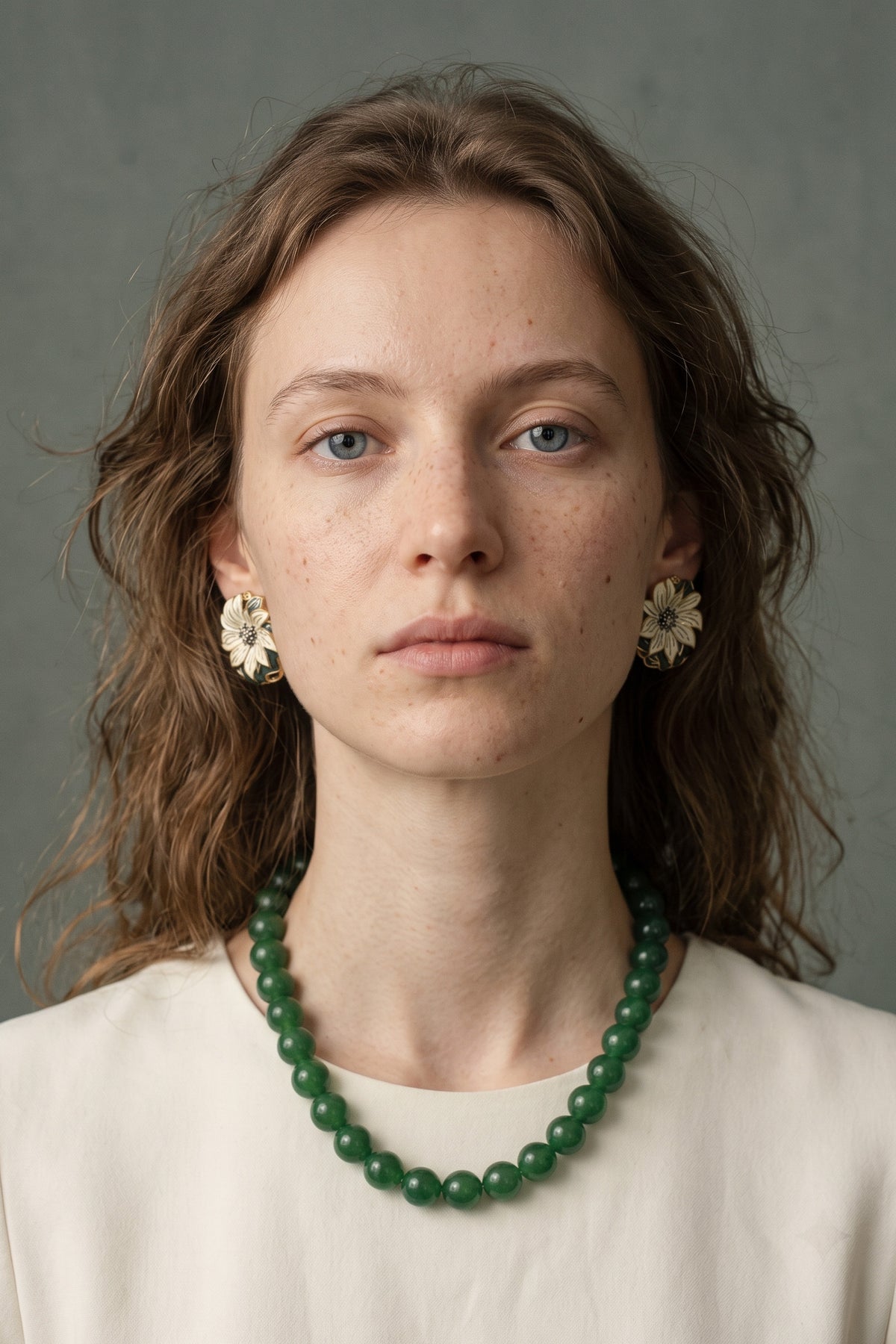 Dark Green Floral · Agate & Enamel Set