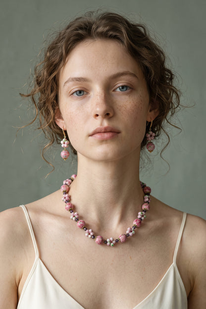 Peach Charm · Pink Glass & Crystal Set