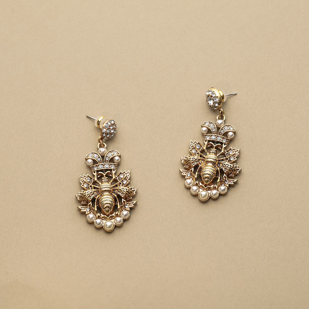 Vintage Bee Pearl Earrings