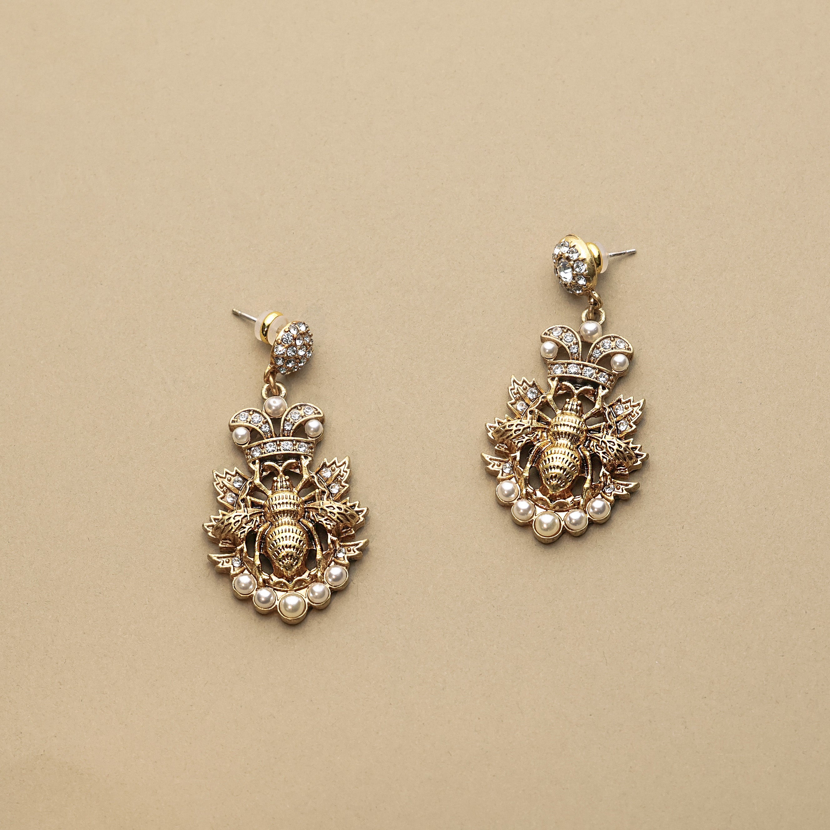 Vintage Bee Pearl Earrings