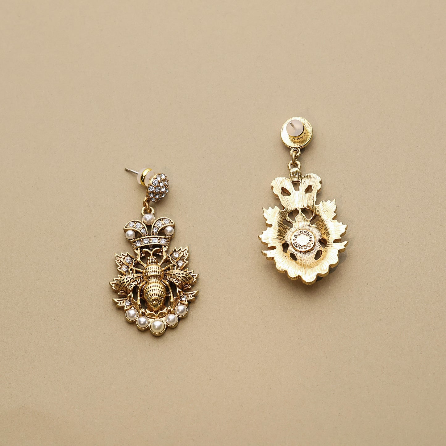 Golden Bee · Crystal & Pearl Earrings