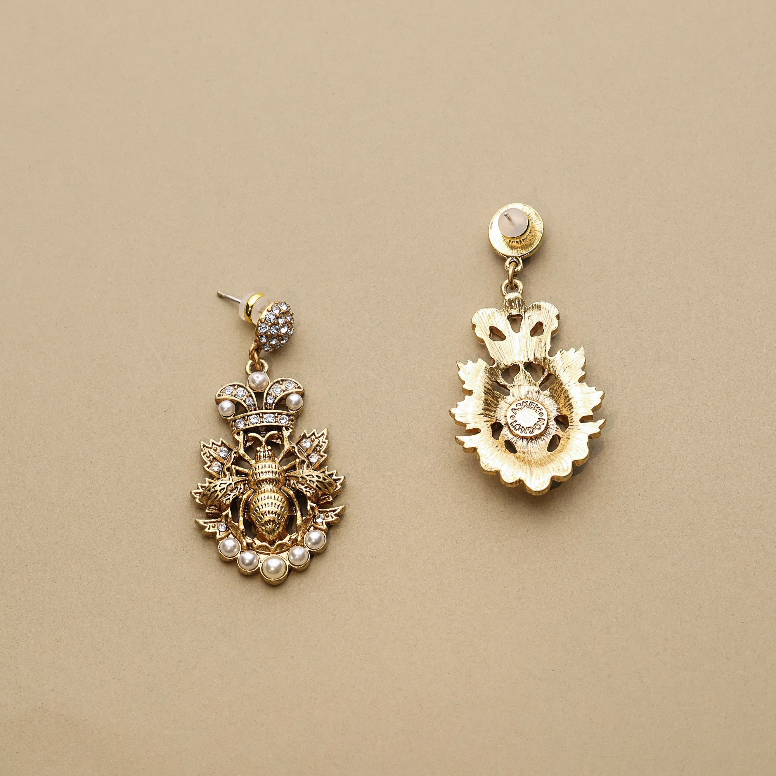 Vintage Bee Pearl Earrings