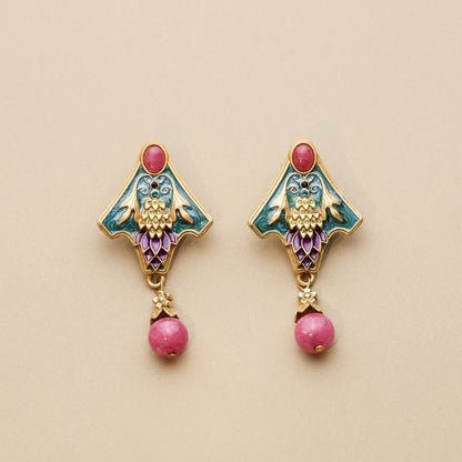 Art Nouveau Enamel Vine Earrings