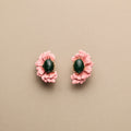 Pink Enamel Flower Earrings