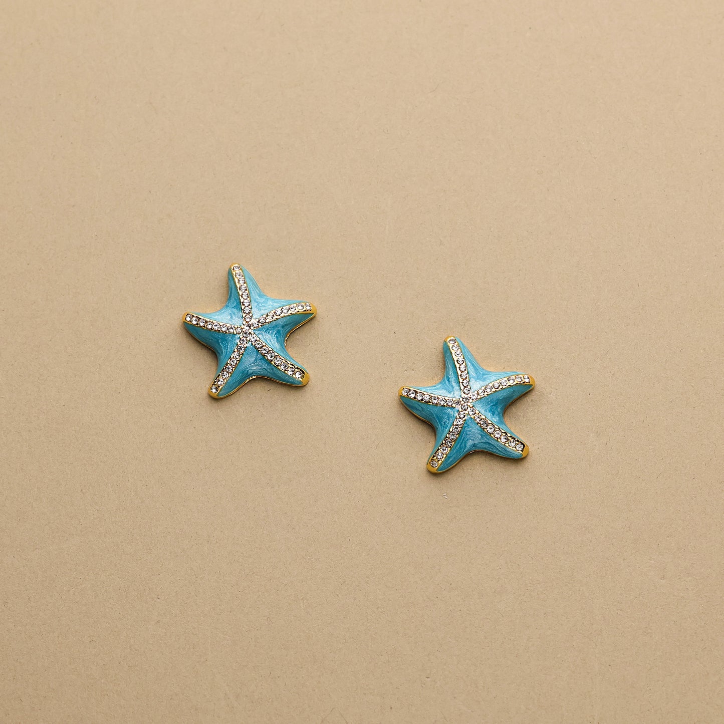 Starfish Crystal Enamel Earrings
