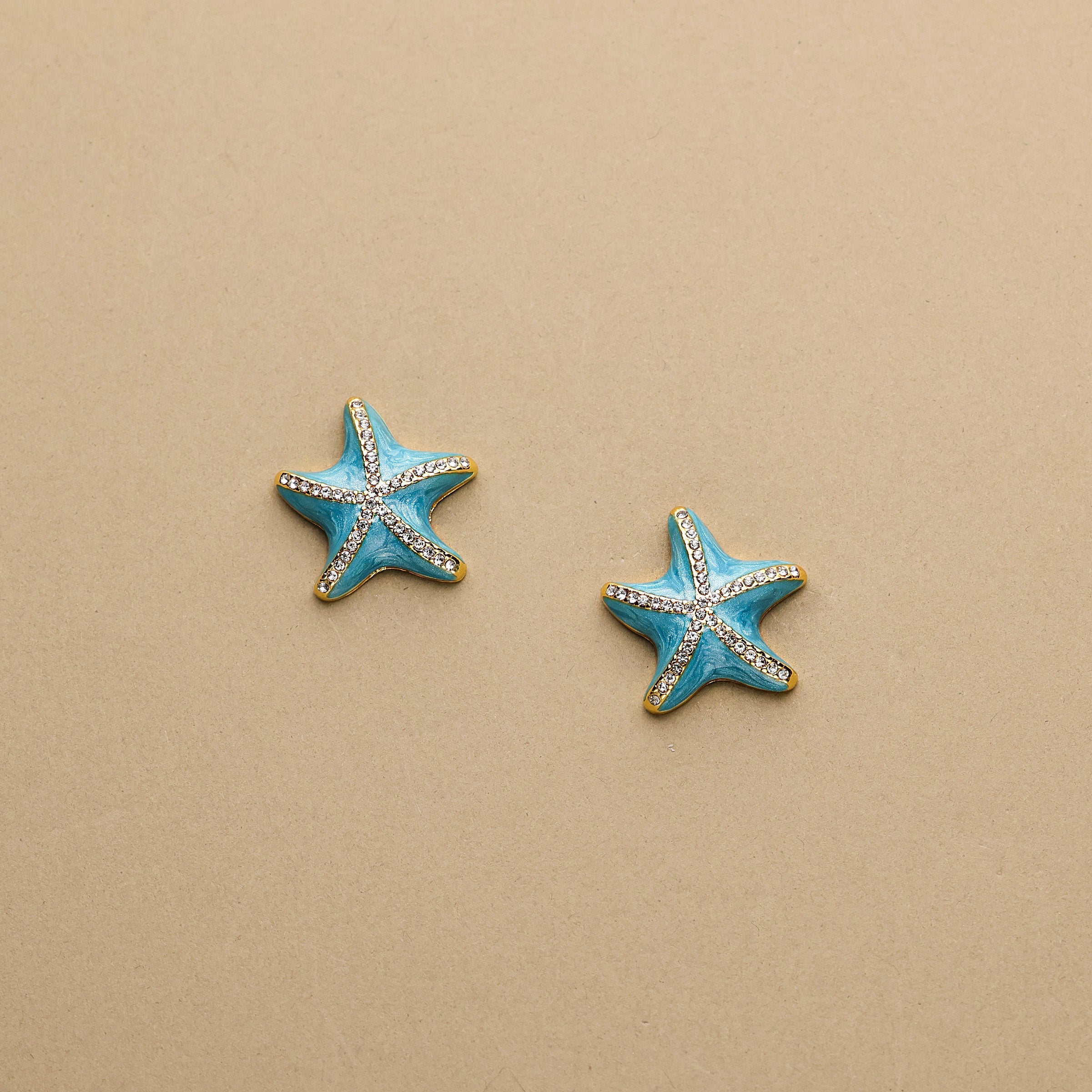Starfish Crystal Enamel Earrings