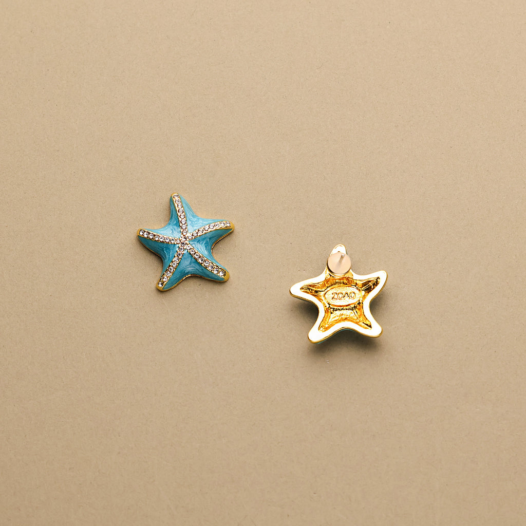 Starfish Crystal Enamel Earrings