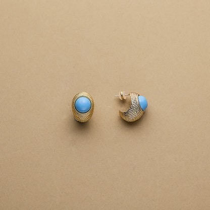 Arc Turquoise Huggie Vintage  Earrings