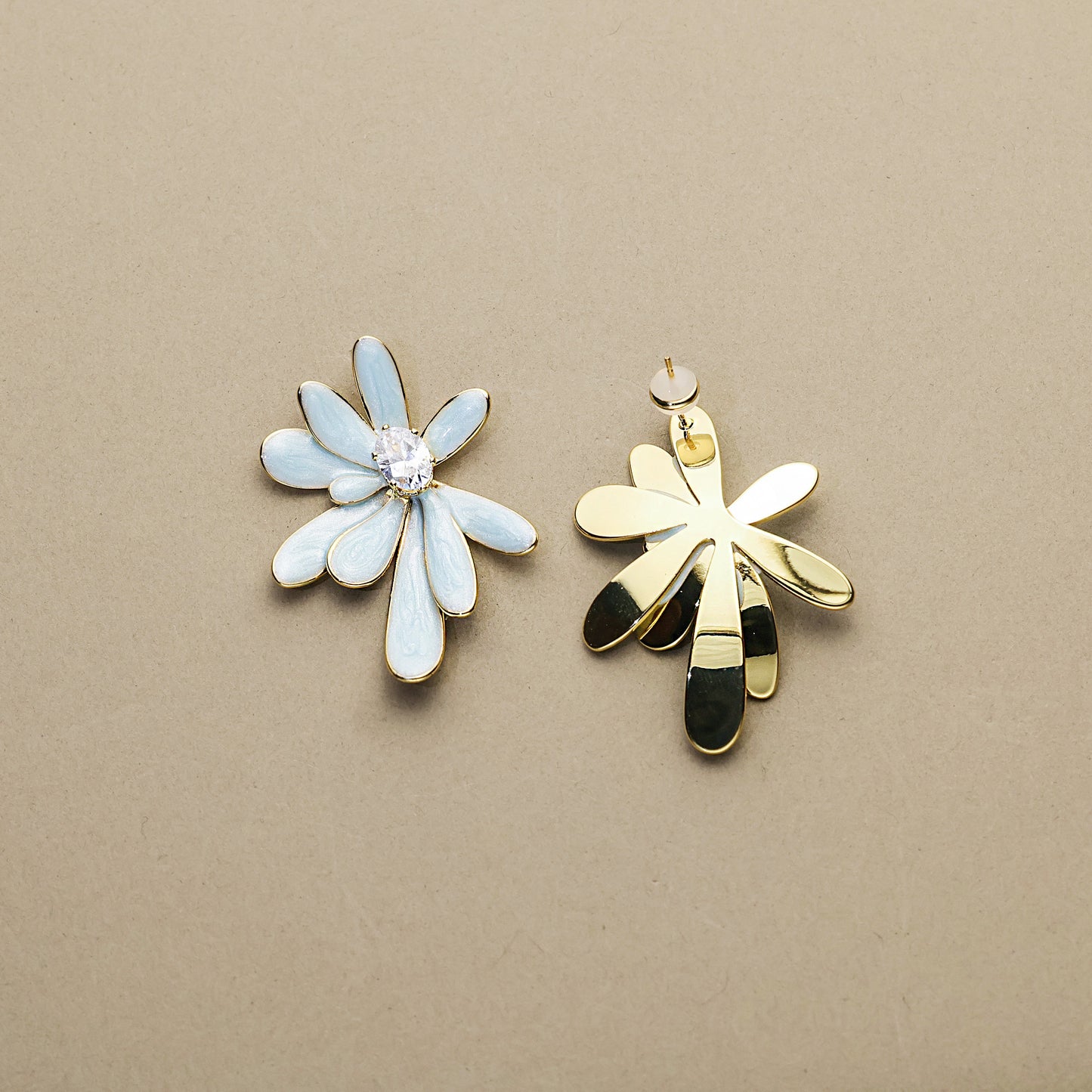 Mint Crystal Flower Earrings