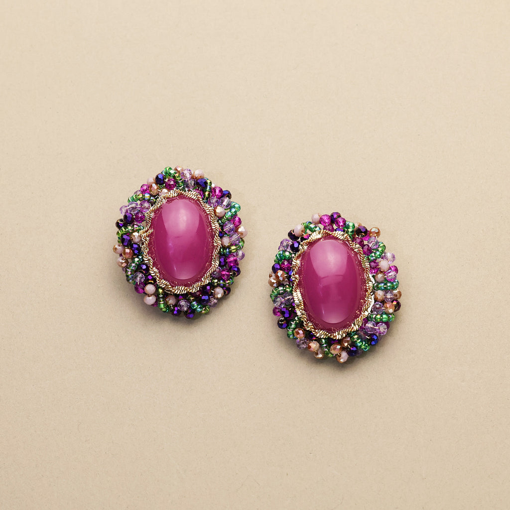 Crystal Wrapped Gem Earrings