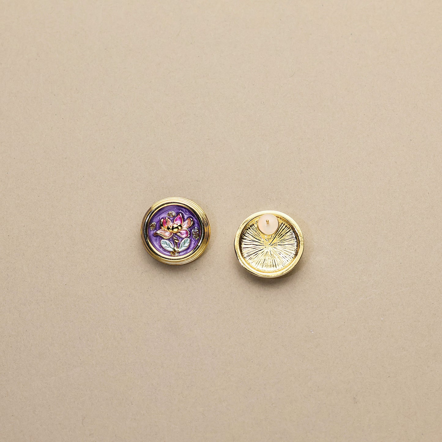 Round Enamel Flower Earrings