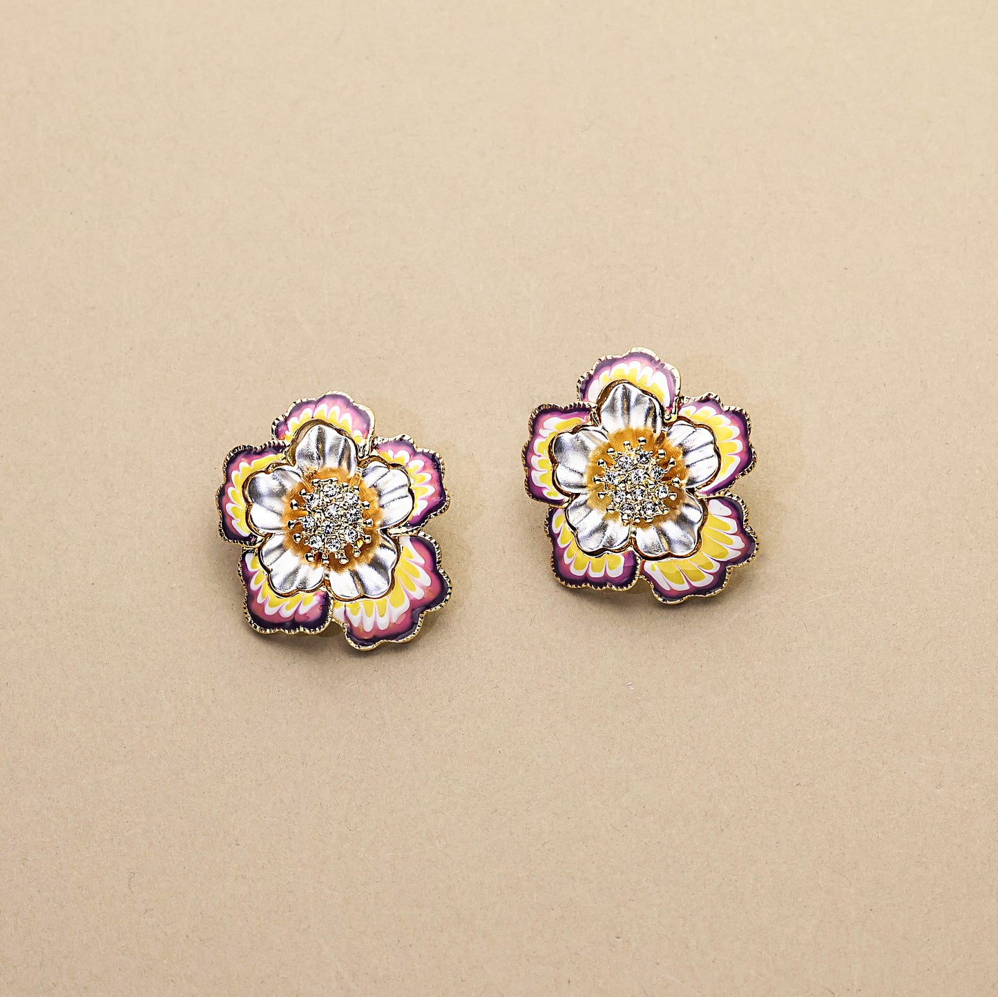 Hibiscus Gradient Enamel Earrings