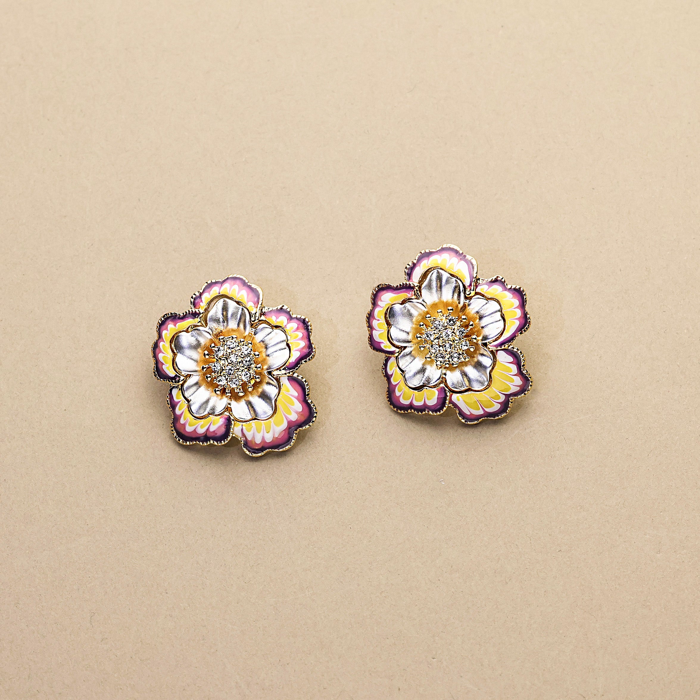 Hibiscus Gradient Enamel Earrings