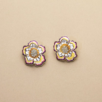 Hibiscus Gradient Enamel Earrings