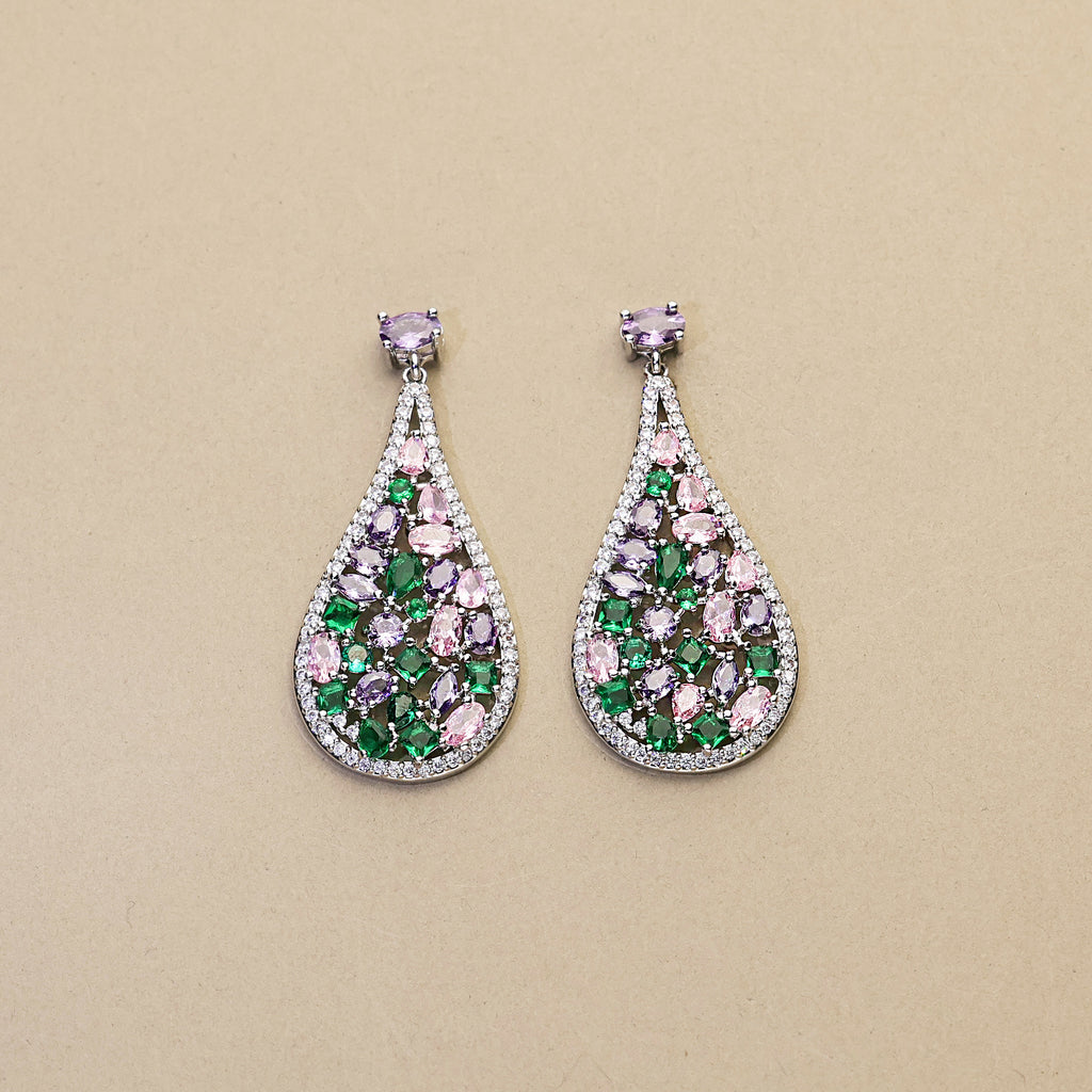 Purple Rain · Crystal Cluster Drop Earrings