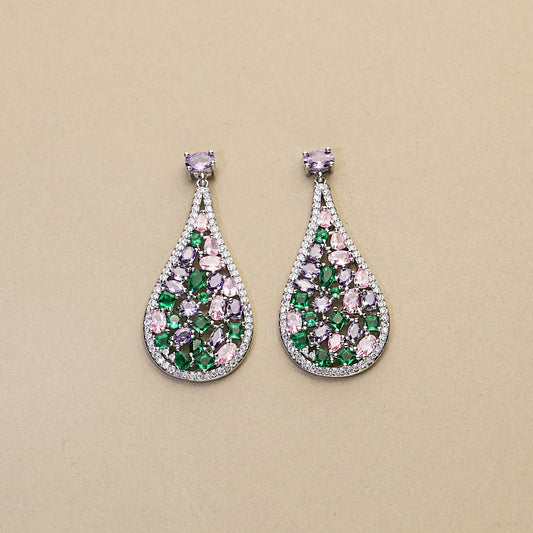 Purple Rain · Crystal Cluster Drop Earrings