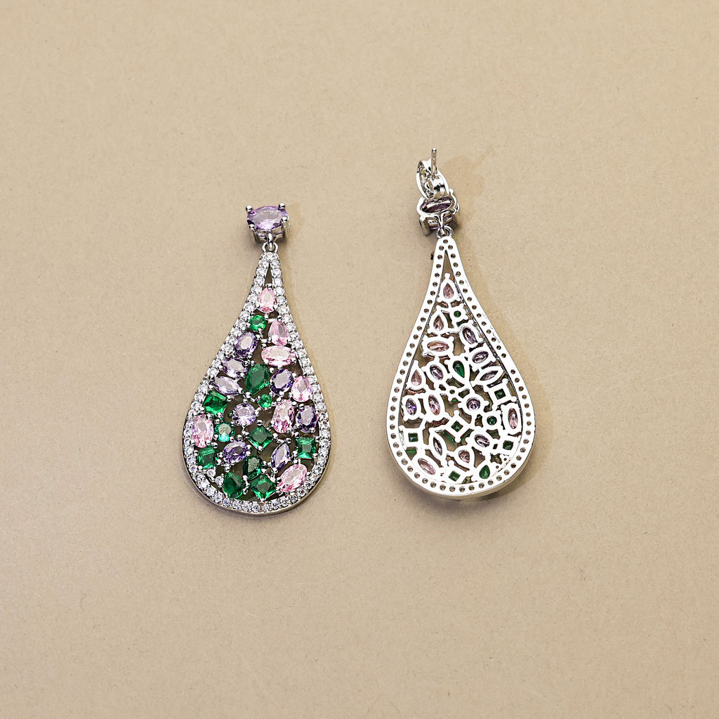 Purple Rain · Crystal Cluster Drop Earrings