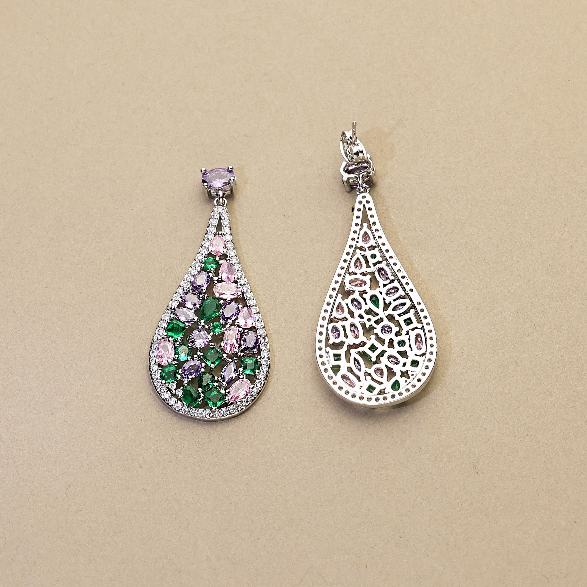 Purple Rain · Crystal Cluster Drop Earrings