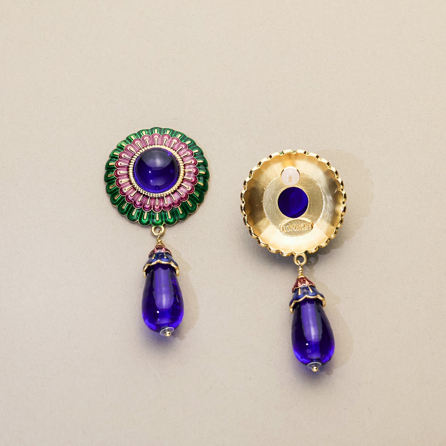 Blue Feather · Peacock Drop Earrings
