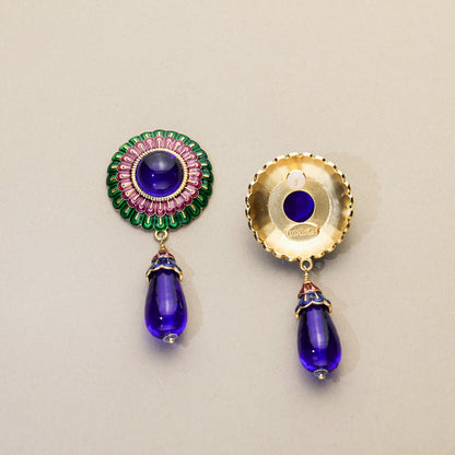 Blue Feather · Peacock Drop Earrings
