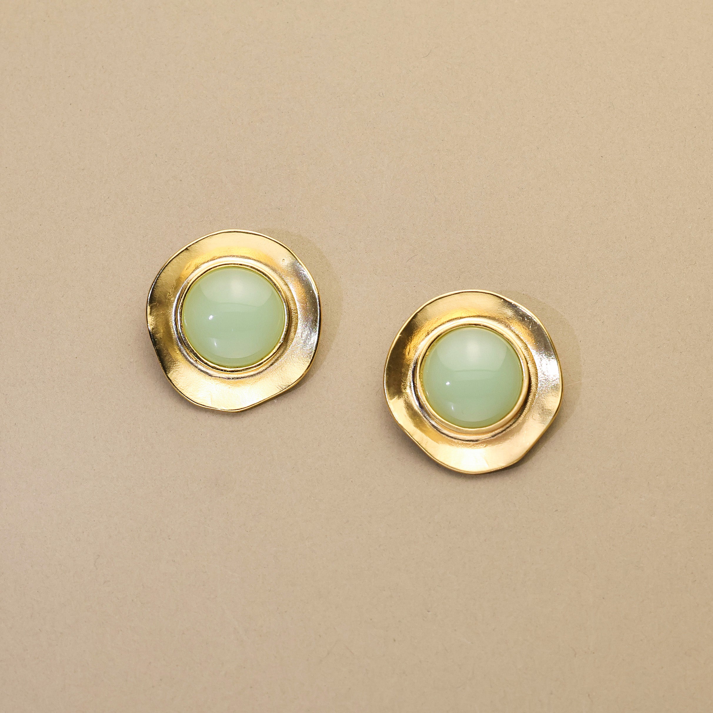 Green Jade Curled Edge Earrings