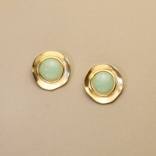 Green Jade Curled Edge Earrings