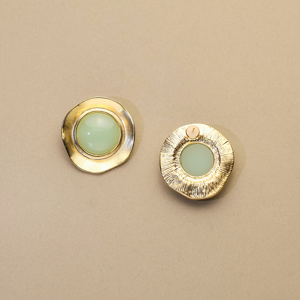 Green Jade Curled Edge Earrings