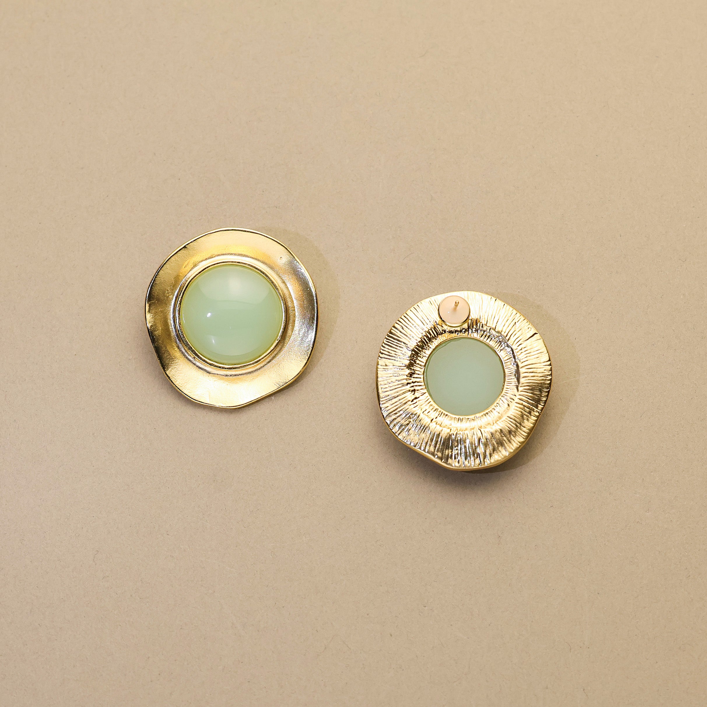 Green Jade Curled Edge Earrings