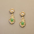 White Enamel Lotus Leaf Earrings