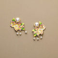 Peony Glow · Gradient Enamel & Pearl Tassel Earrings