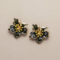 Black Enamel Plumeria Earrings