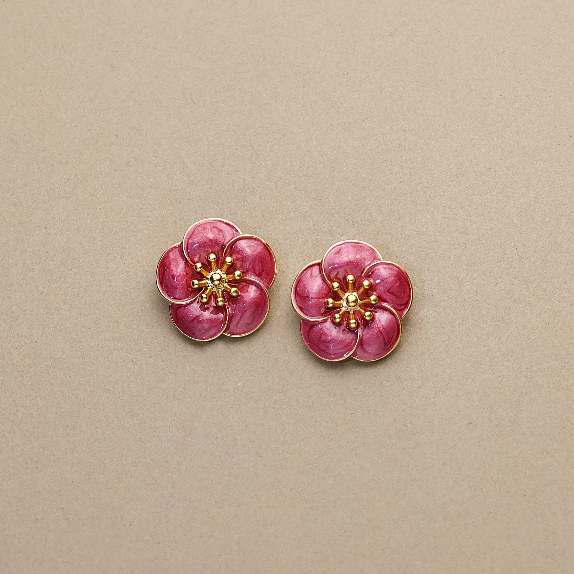 Plum Blossom Enamel Earrings